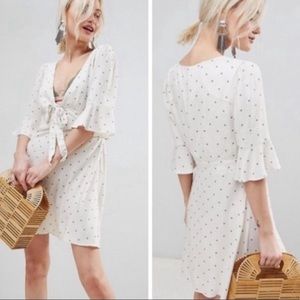 Brand New | Never Worn Free People Cream and Sage Polka Dot Dress size 2